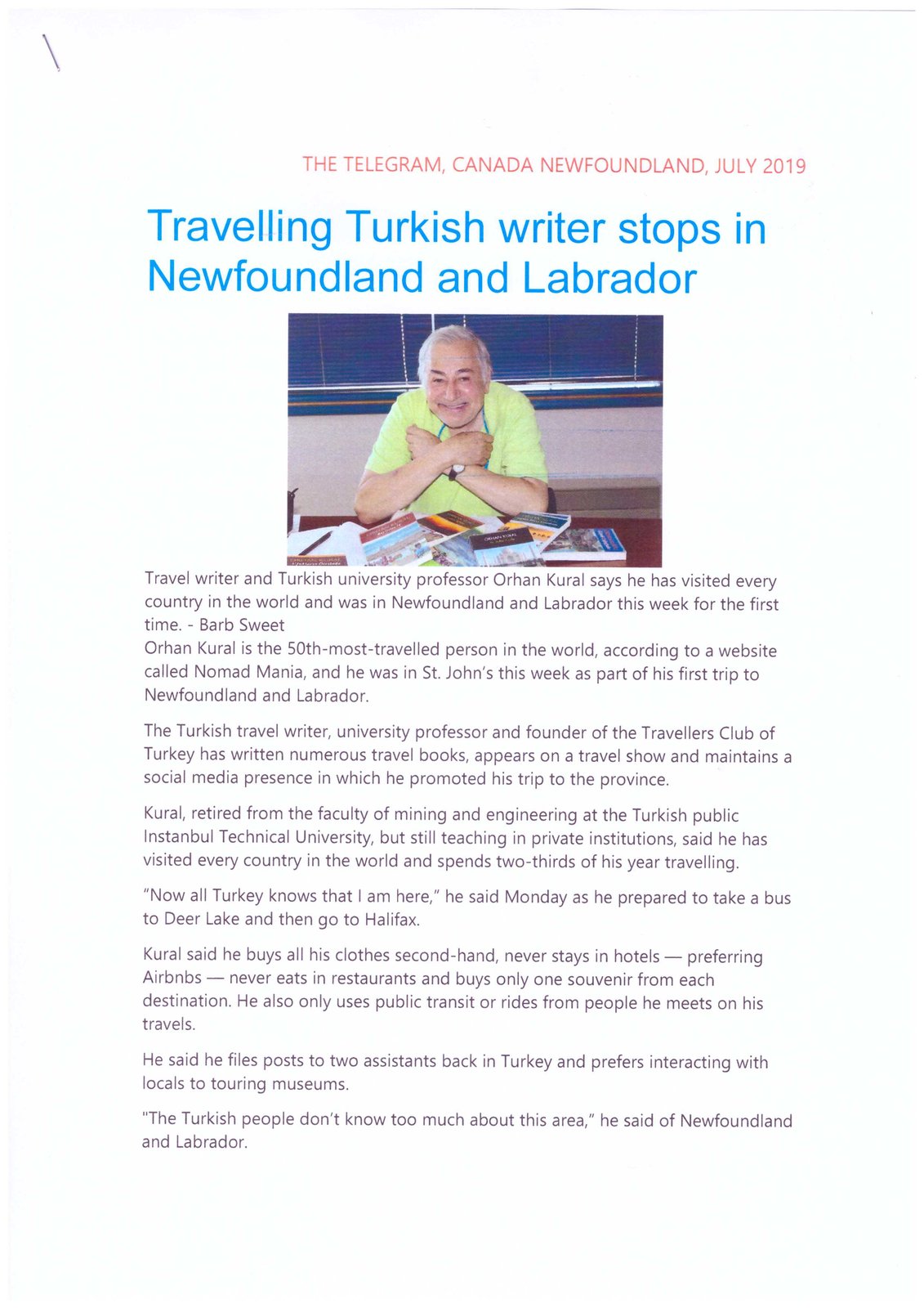 Orhan Kural Foreign Press Clipping #19